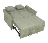 HOMCOM 2 Seater Sofa Bed 3-in-1 Convertible Chenille Pull Out Sleeper Sofa with 5-Position Adjustable Backrest, Light Green
