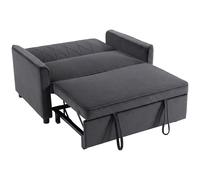 HOMCOM 2 Seater Sofa Bed, 3-in-1 Convertible Pull Out Sleeper Sofa with Clik-Clack Adjustable Backrest, Dark Grey
