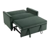 HOMCOM 2 Seater Sofa Bed, 3-in-1 Convertible Pull Out Sleeper Sofa with Clik-Clack Adjustable Backrest, Dark Green