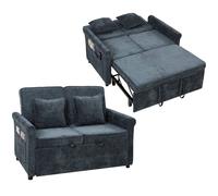 Homcom 2 Seater Sofa Bed, 3-In-1 Convertible Pull Out Sofa Bed, Dark Blue Dark Blue