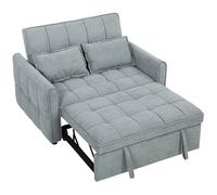 Homcom 2 Seater Sofa Bed, 3-In-1 Sleeper Sofa With Adjustable Backrest In Grey Grey