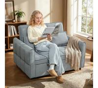 HOMCOM 2 Seater Sofa Bed, 3-in-1 Sleeper Sofa with Adjustable Backrest in Grey HOMCOM Grey