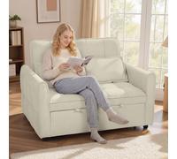 Homcom 2 Seater Sofa Bed, 3-In-1 Sleeper Sofa With Adjustable Backrest In Light Brown Light Brown