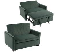 HOMCOM 2 Seater Sofa Bed, 3-in-1 Velvet Pull Out Sleeper Sofa, Dark Green HOMCOM Dark Green 2 Seater