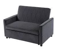 HOMCOM 2 Seater Sofa Bed, 3-in-1 Velvet Pull Out Sleeper Sofa, Dark Grey