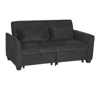 Homcom 2 Seater Sofa Bed, 4-In-1 Convertible Pull Out Sleeper Sofa, Black Black