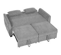 HOMCOM 2 Seater Sofa Bed, 4-in-1 L-Shaped Convertible Pull-Out Sleeper Sofa with Adjustable Backrest and Side Pockets, Grey