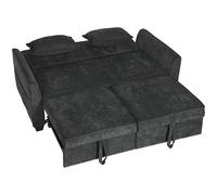 HOMCOM 2 Seater Sofa Bed, 4-in-1 L-Shaped Convertible Pull-Out Sleeper Sofa with Adjustable Backrest and Side Pockets, Black