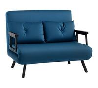 HOMCOM 2 Seater Navy Blue Velvet Feel Fabric Convertible Sofa Bed - Wilko