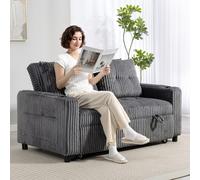 HOMCOM 2 Seater Sofa Bed, Click Clack Pull Out Bed Settee, Charcoal Grey