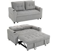 HOMCOM 2 Seater Sofa Bed, Click Clack Pull Out Bed Settee, Charcoal Grey