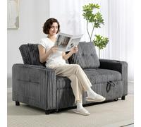 Homcom 2 Seater Sofa Bed, Click Clack Pull Out Bed Settee, Charcoal Grey In Dark Grey Dark Grey 2 Seater