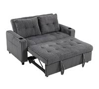 Homcom 2 Seater Sofa Bed, Click Clack Pull Out Bed Settee, Charcoal Grey In Dark Grey Dark Grey