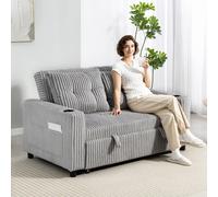 Homcom 2 Seater Sofa Bed, Click Clack Pull Out Bed Settee, Light Grey Light Grey 2 Seater