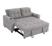 Homcom 2 Seater Sofa Bed, Click Clack Pull Out Bed Settee, Light Grey Light Grey