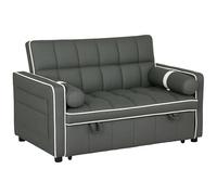 HOMCOM 2 Seater Sofa Bed, Click Clack Pull Out Sofa Bed with Adjustable Backrest and Pillows, 3-in-1 Modern Tufted Settee for Living Room, Bedroom, Guest Room, Charcoal Grey