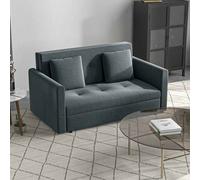 HOMCOM 2 Seater Sofa Bed, Convertible Bed Settee, Modern Cotton Loveseat Sofa Couch with 2 Cushions, Hidden Storage for Living Room, Guest Room, Dark Grey Dark Grey
