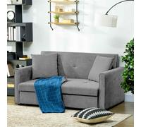 HOMCOM 2 Seater Sofa Bed, Convertible Bed Settee, Modern Cotton Loveseat Sofa Couch with 2 Cushions, Hidden Storage for Living Room, Guest Room, Light Grey Light Grey