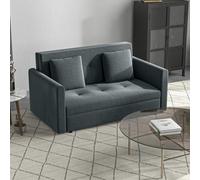 HOMCOM 2 Seater Sofa Bed - Convertible Bed Settee - Modern Fabric Loveseat Sofa Couch with 2 Cushions - Hidden Storage for Living Room - Guest Room -