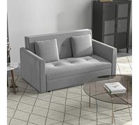 HOMCOM 2 Seater Sofa Bed - Convertible Bed Settee - Modern Fabric Loveseat Sofa Couch With 2 Cushions - Hidden Storage For Living Room - Guest Room -