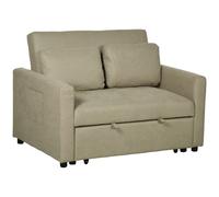 HOMCOM 2 Seater Sofa Bed Convertible Bed Settee With Cushions Pockets Brown, Brown