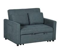 HOMCOM 2 Seater Sofa Bed Convertible Bed Settee with Cushions, Pockets, Grey
