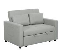 HOMCOM 2 Seater Sofa Bed Convertible Bed Settee w/ Cushions, Pockets, Grey, Grey