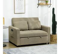Homcom 2 Seater Sofa Bed Convertible Bed Settee With Pillows, Light Brown