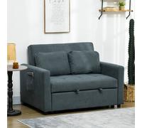 HOMCOM 2 Seater Sofa Bed Convertible Bed Settee with Cushions, Pockets, Grey
