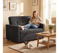 HOMCOM 2 Seater Sofa Bed Convertible Bed Settee with Pillows, Black