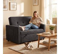 HOMCOM 2 Seater Sofa Bed Convertible Bed Settee with Pillows, Black HOMCOM Black 2 Seater