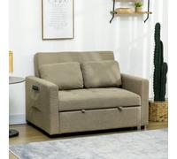 Homcom 2 Seater Sofa Bed Convertible Bed Settee With Pillows, Light Brown