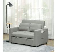 HOMCOM 2 Seater Sofa Bed Convertible Bed Settee with Pillows, Light Grey HOMCOM Light Grey