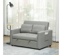 HOMCOM 2 Seater Sofa Bed Convertible Bed Settee with Pillows, Light Grey HOMCOM Light Grey