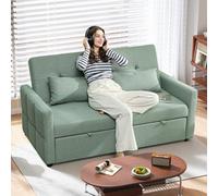 HOMCOM 2 Seater Sofa Bed, Convertible Pull Out Bed Settee, Light Green