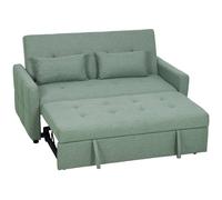 Homcom 2 Seater Sofa Bed, Convertible Pull Out Bed Settee, Light Green