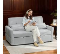 HOMCOM 2 Seater Sofa Bed, Convertible Pull Out Bed Settee, Light Grey HOMCOM Light Grey 2 Seater