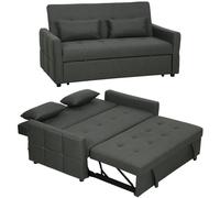 HOMCOM 2 Seater Sofa Bed, Convertible Pull Out Bed Settee, Charcoal Grey, Grey