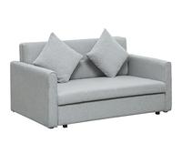HOMCOM 2 Seater Sofa Bed with Hidden Storage, Modern Snow Flannel Loveseat Sofa Sleeper with 2 Cushions for Living Room, Light Grey Aosom UK