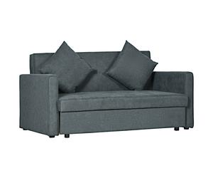 HOMCOM 2 Seater Sofa Bed with Hidden Storage, Modern Snow Flannel Loveseat Sofa with 2 Cushions for Living Room, Dark Grey Aosom UK