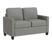 HOMCOM 2 Seater Sofa, Channel Tufted Modern Fabric Couch, Comfy Upholstered Small Sofa Loveseat with Spring Cushion, Back Pillow, for Living Room, Bedroom, Office Light Grey