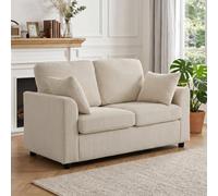 HOMCOM 2 Seater Sofa, Corduroy Small Couch with Spring Cushion, Beige