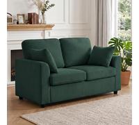 HOMCOM 2 Seater Sofa, Corduroy Small Couch with Spring Cushion, Dark Green
