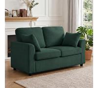 Homcom 2 Seater Sofa, Corduroy Small Couch With Spring Cushion, Dark Green