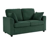 HOMCOM 2 Seater Sofa, Corduroy Small Couch with Spring Cushion, Wide and Deep Seat, Dark Green