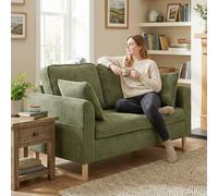 Homcom 2 Seater Sofa, Corduroy Sofa W/ Spring Cushions 2 Pillows, Dark Green