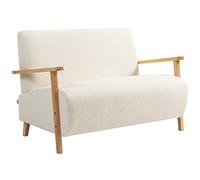 HOMCOM 2 Seater Sofa, Fabric Modern Loveseat for Living Room, Cream