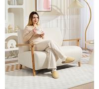 HOMCOM 2 Seater Sofa, Fabric Modern Loveseat for Living Room, Cream - Cream