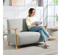 Homcom 2 Seater Sofa, Fabric Modern Loveseat For Living Room, Grey In Light Grey Light Grey 2 Seater