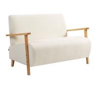 2 Seater Sofa, Fabric Modern Loveseat for Living Room, Cream HOMCOM Cream 2 Seater